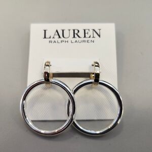 NWT Ralph Lauren Gold-Tone Two-Tone Frontal Hoop Earrings